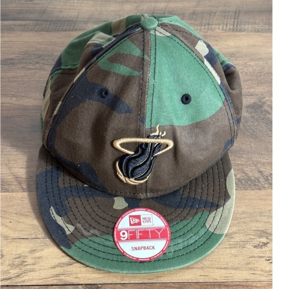New Era 9FIFTY Miami Heat Hat‎ Mens Camo Hardwood Classics Snapback NBA Cap